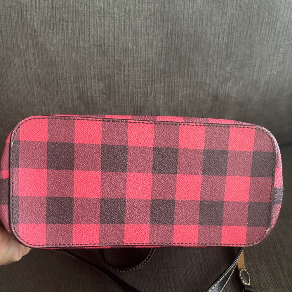 Dooney & Bourke Pink and Black Checkered Satchel - Picture 7 of 13